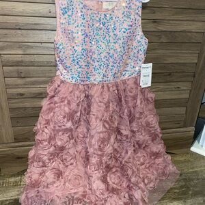 Nannette Pink and Blue Floral Kids Dress